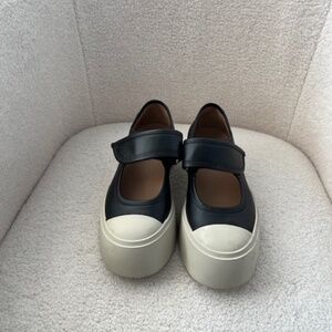 Marni Black Nappa Leather Mary Jane Sneaker